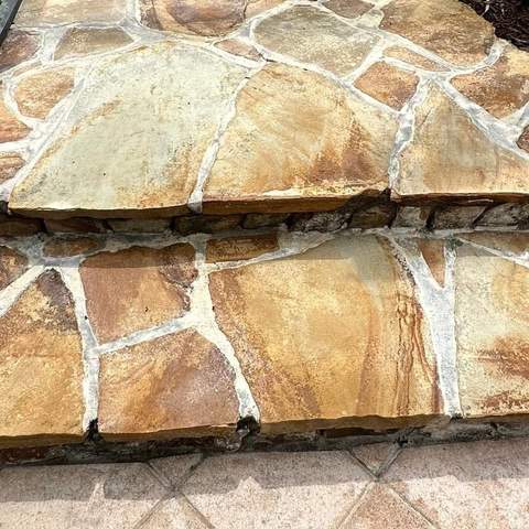 Clean flagstone steps after pressure washing